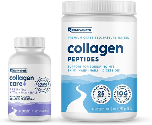 Bundle: NativePath Collagen 25 Servings & Collagen Care+ for Ultimate Collagen Support