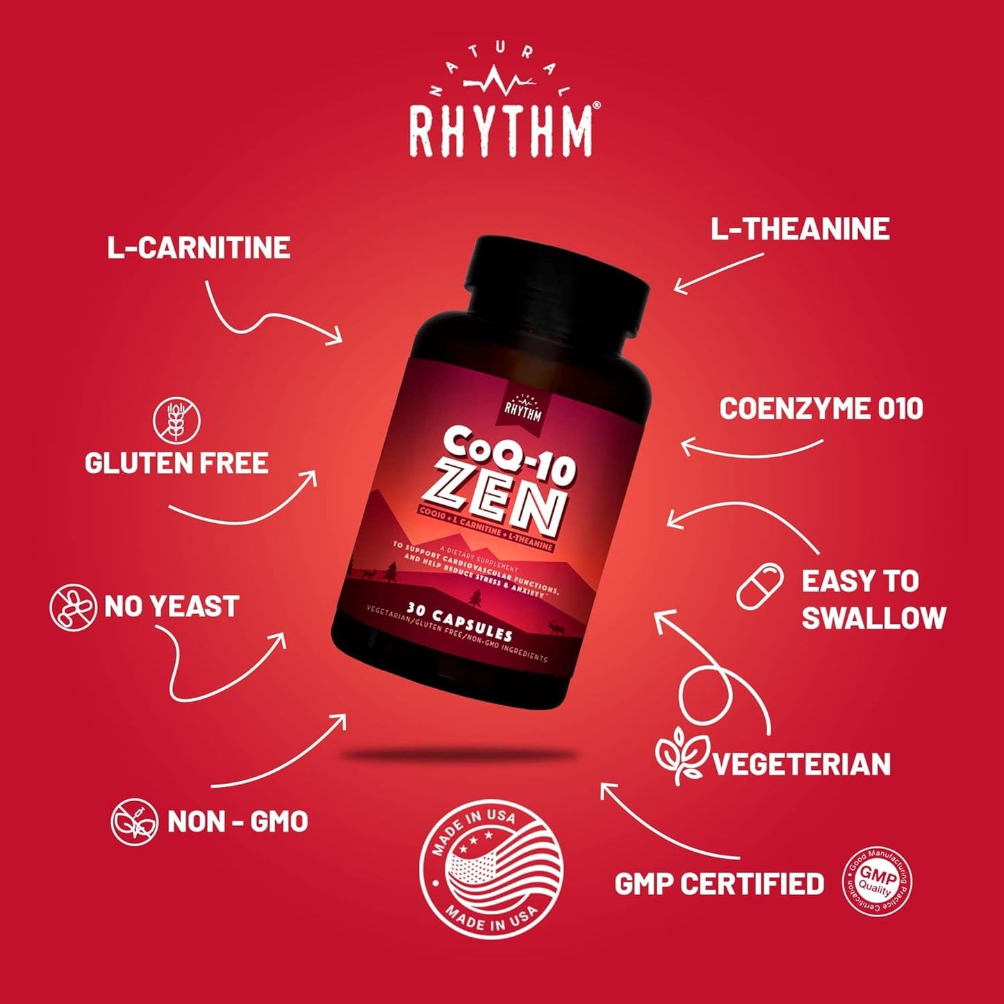 Bundle: Natural Rhythm Magnesium Taurate 120 Capsules + CoQ10-ZEN 30 Capsules for Heart Health