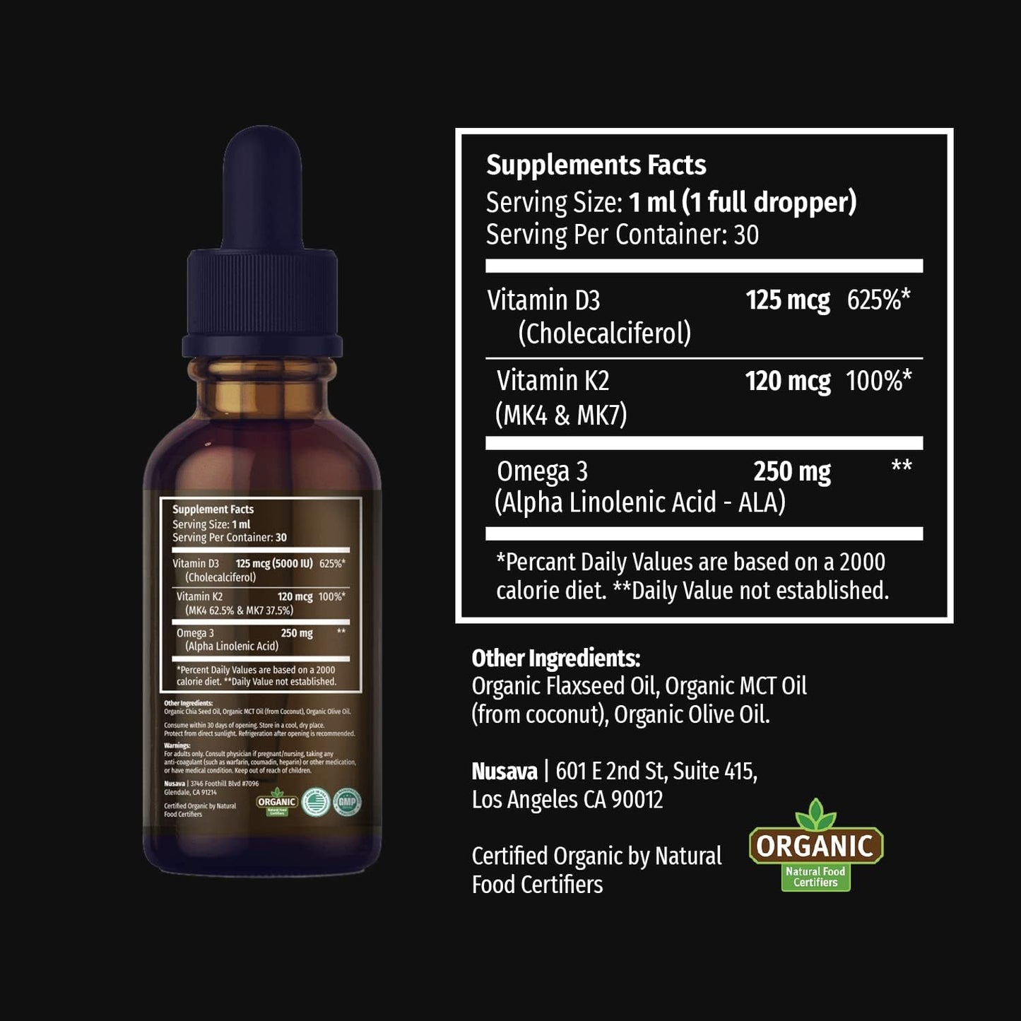 Bundle: NUSAVA D3 K2 Unflavored & Vanilla Liquid Drops - Heart, Joint, Bone, Muscle, Immune Support - Non-GMO, Gluten-Free (2 Pack)