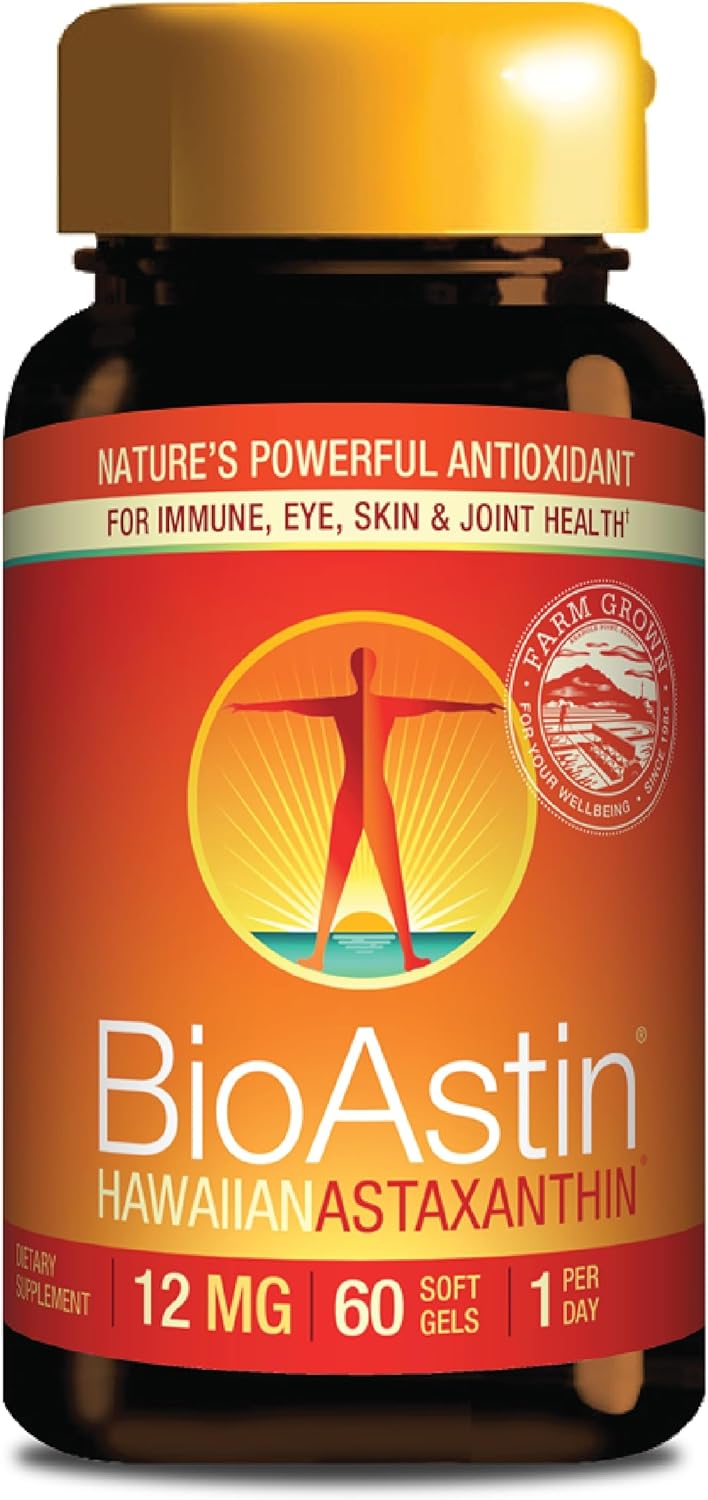 Bundle: Nutrex BioAstin Hawaiian Astaxanthin 12mg & Pure Hawaiian Spirulina 1000mg Tablets - 60 Count + 180 Count