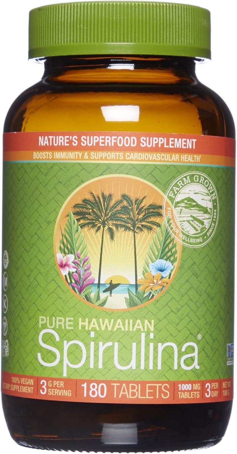 Bundle: Nutrex BioAstin Hawaiian Astaxanthin 12mg & Pure Hawaiian Spirulina 1000mg Tablets - 60 Count + 180 Count