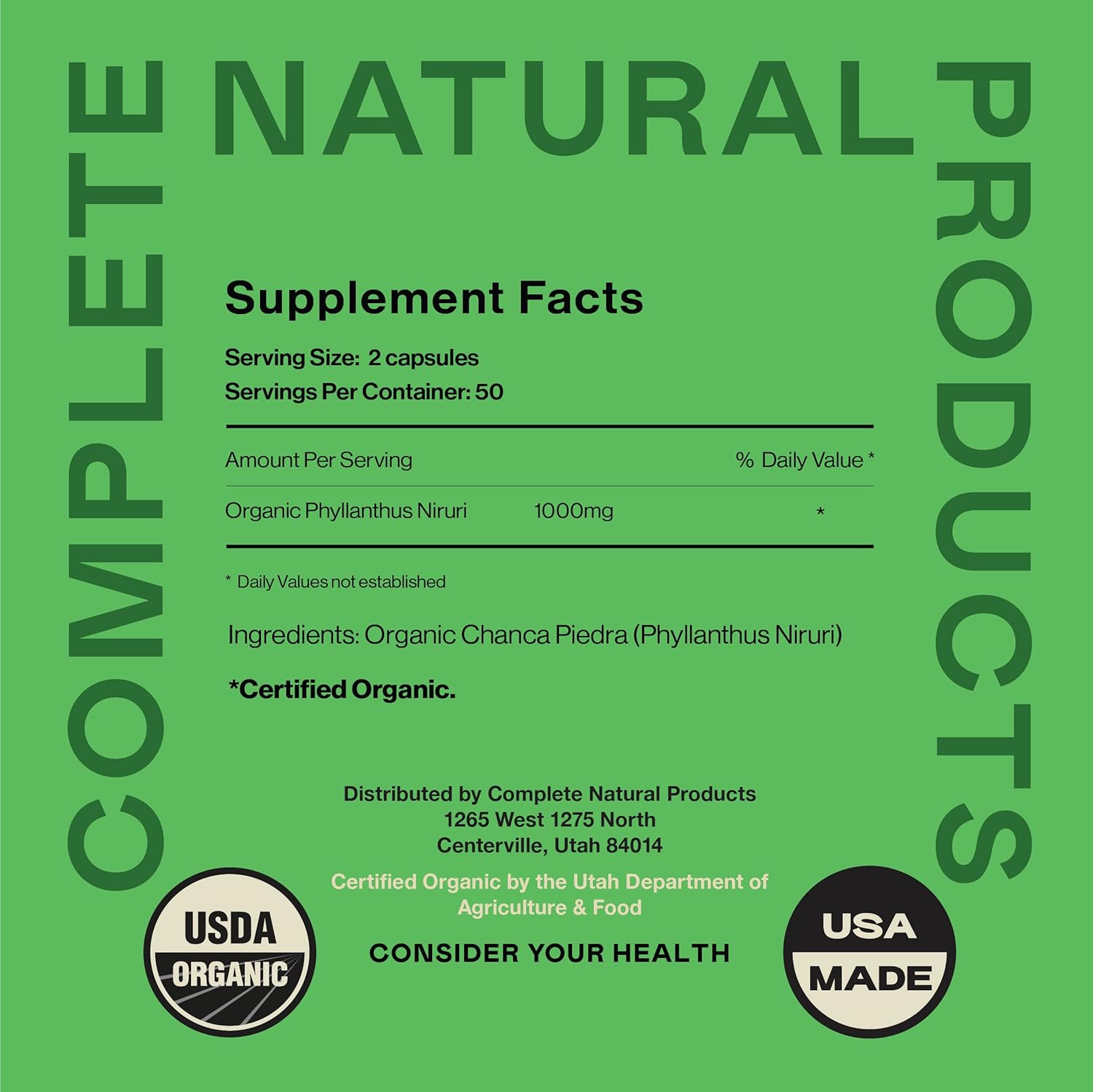 Bundle of 100 Capsules and 8oz Extract of Complete Natural Products Chanca Piedra