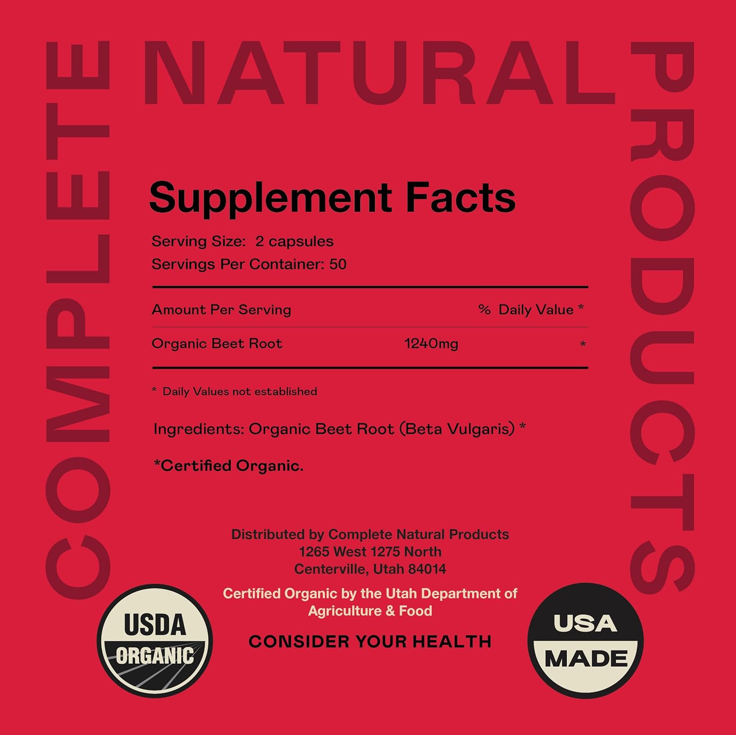 Bundle of 100 Capsules of Complete Natural Products Beet Root and Turmeric