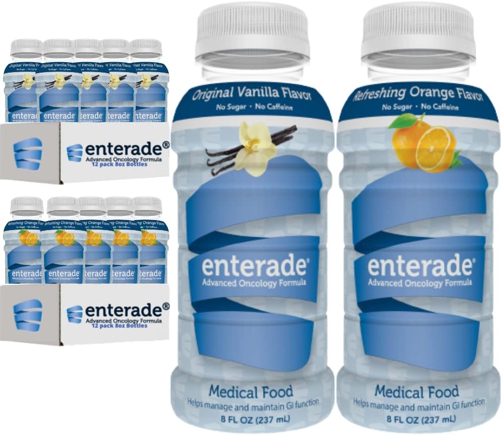 Bundle of 24 enterade AO Bottles, Orange and Vanilla Flavors, Designed to Alleviate GI Treatment Side Effects
