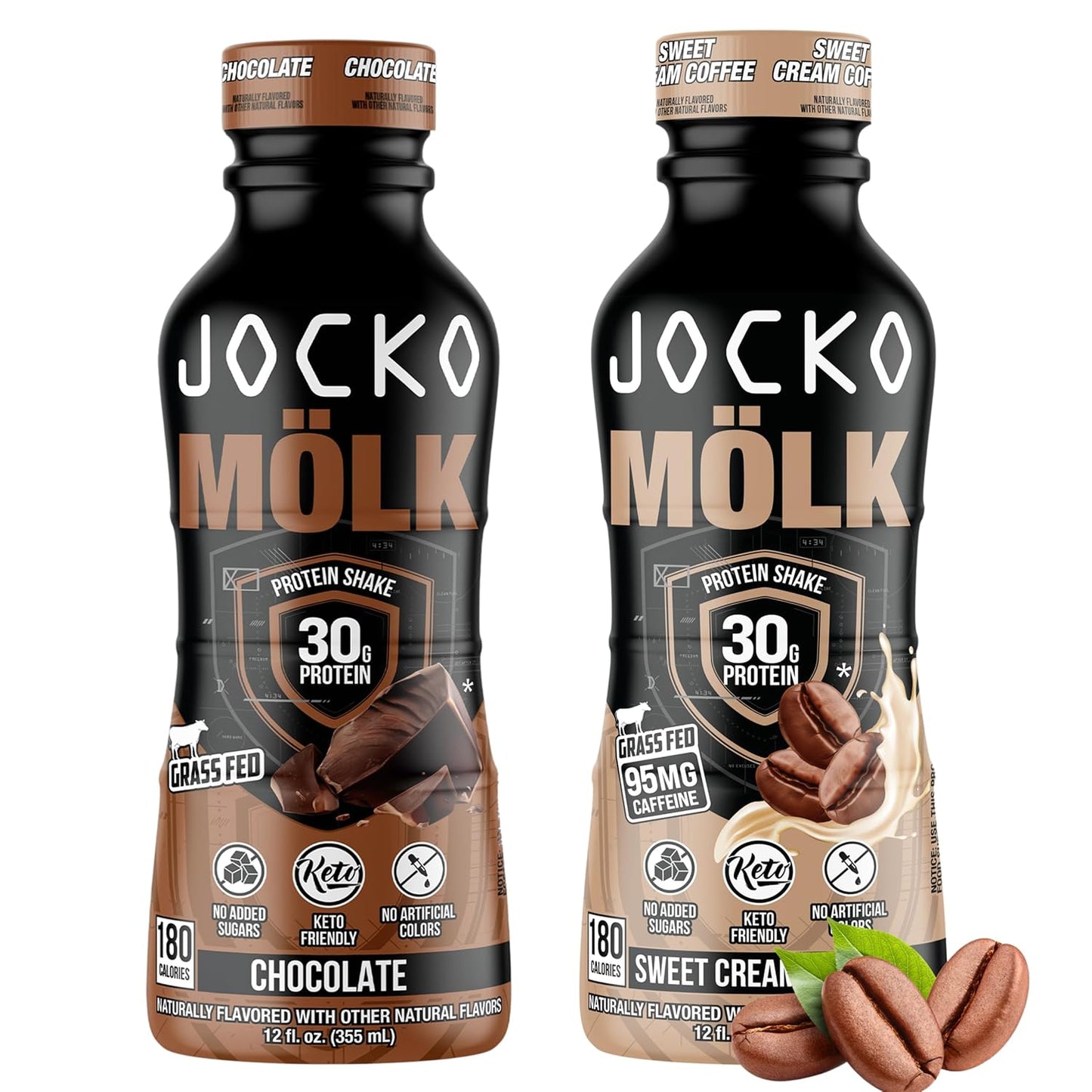 Bundle of 24 Jocko Fuel Mölk RTD Protein Shakes - Chocolate & Sweet Cream Coffee Flavor