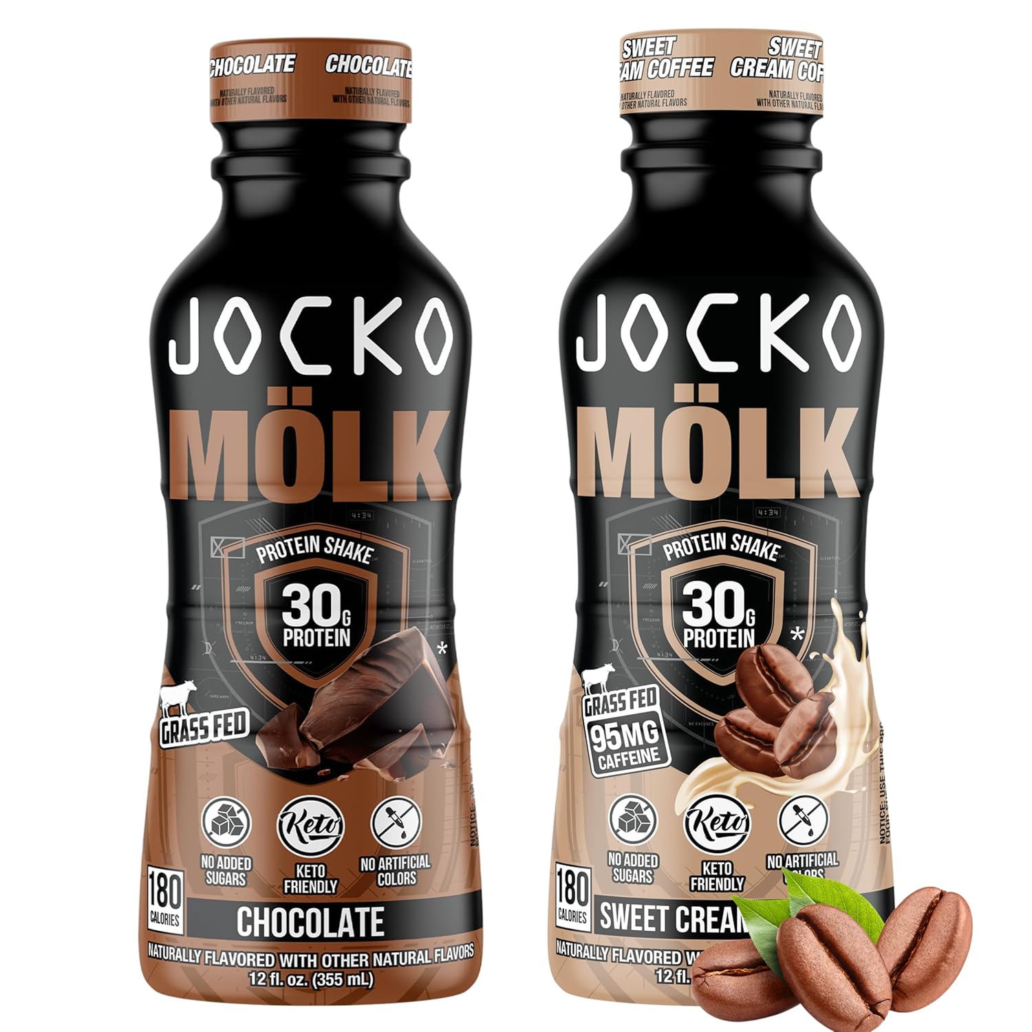 Bundle of 24 Jocko Fuel Mölk RTD Protein Shakes - Chocolate & Sweet Cream Coffee Flavor