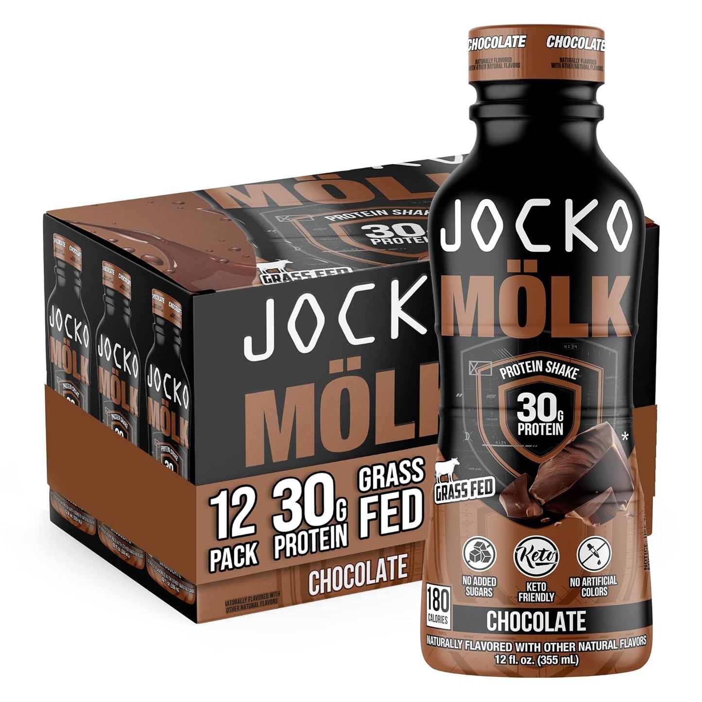 Bundle of 24 Jocko Fuel Mölk RTD Protein Shakes - Chocolate & Sweet Cream Coffee Flavor