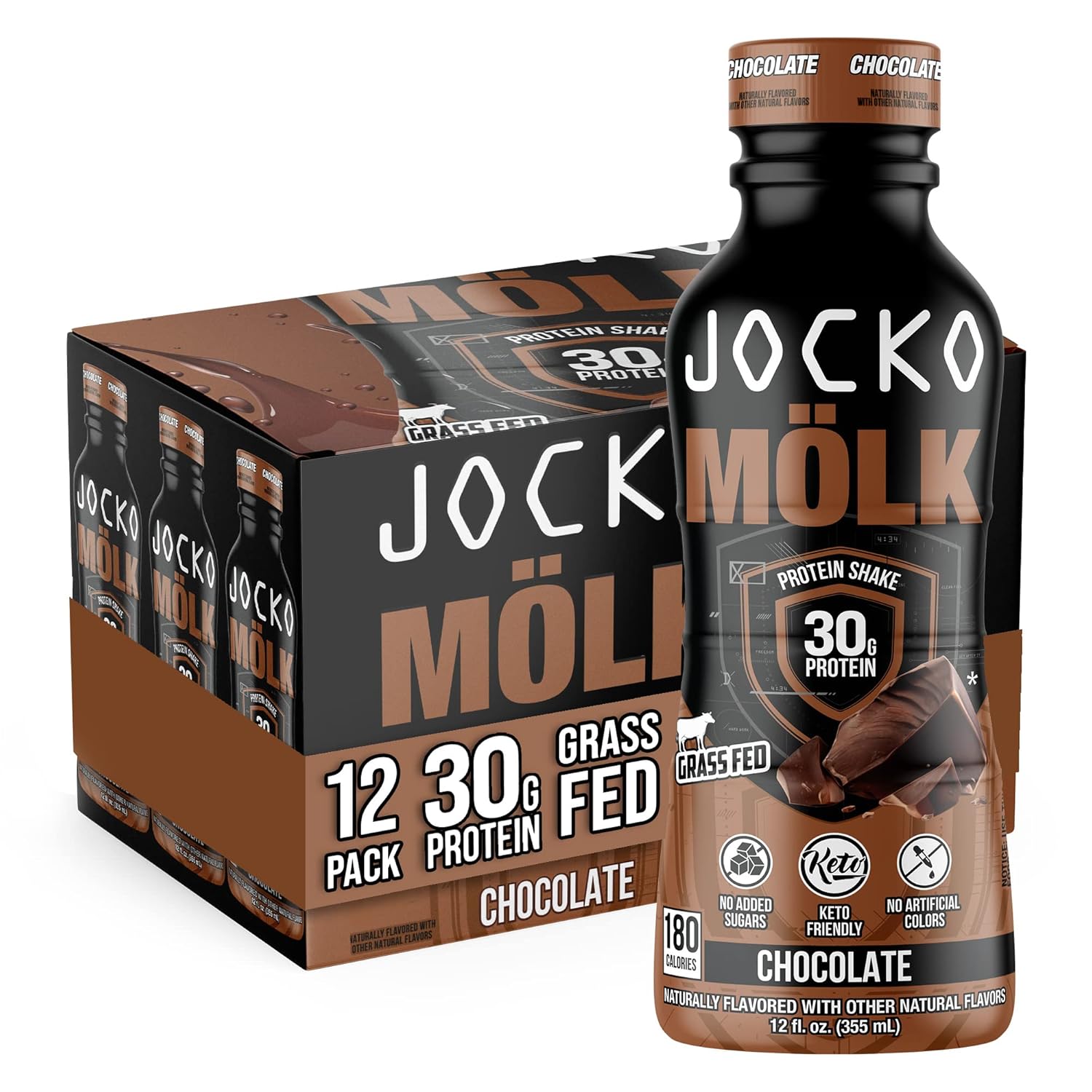 Bundle of 24 Jocko Fuel Mölk RTD Protein Shakes - Chocolate & Sweet Cream Coffee Flavor