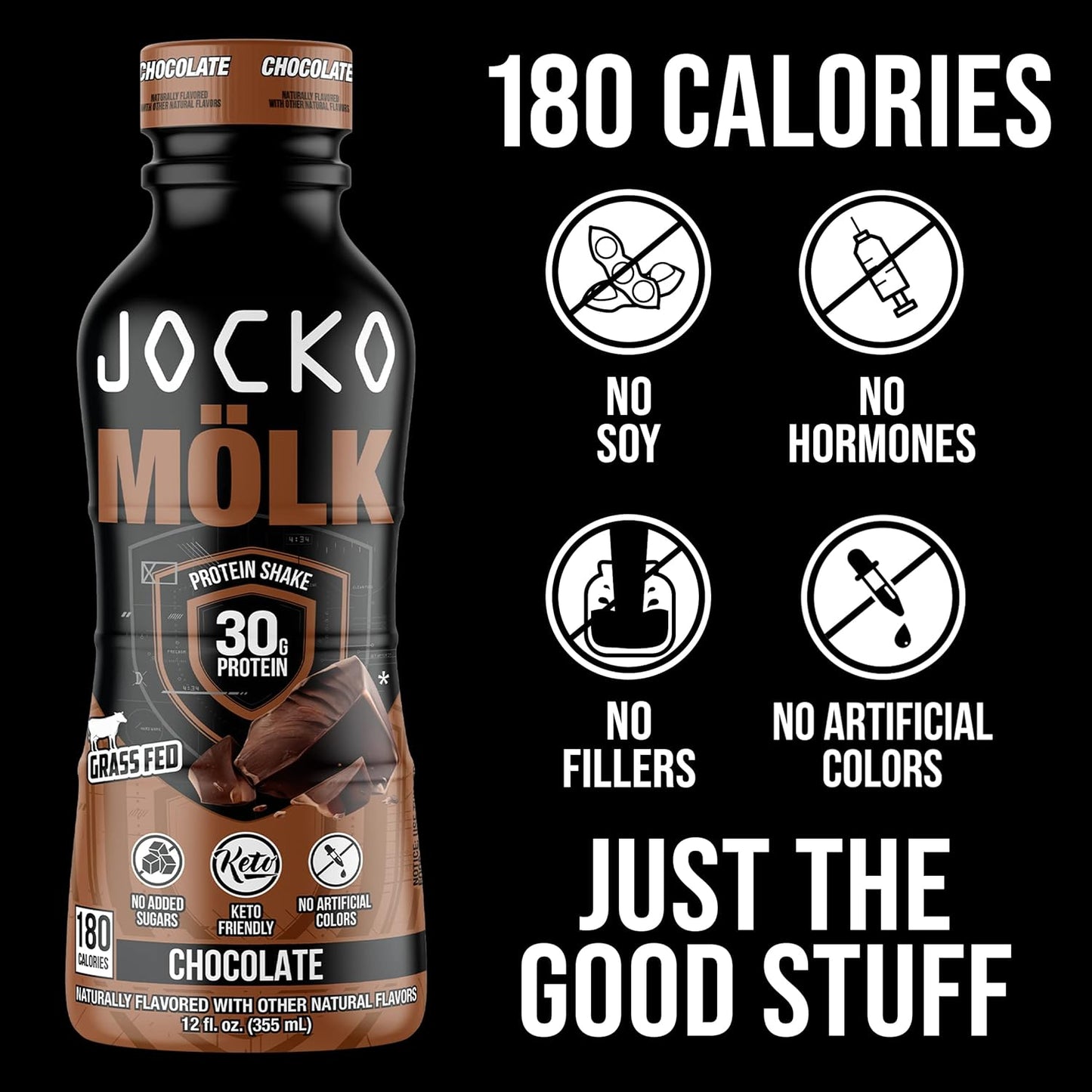 Bundle of 24 Jocko Fuel Mölk RTD Protein Shakes - Chocolate & Sweet Cream Coffee Flavor