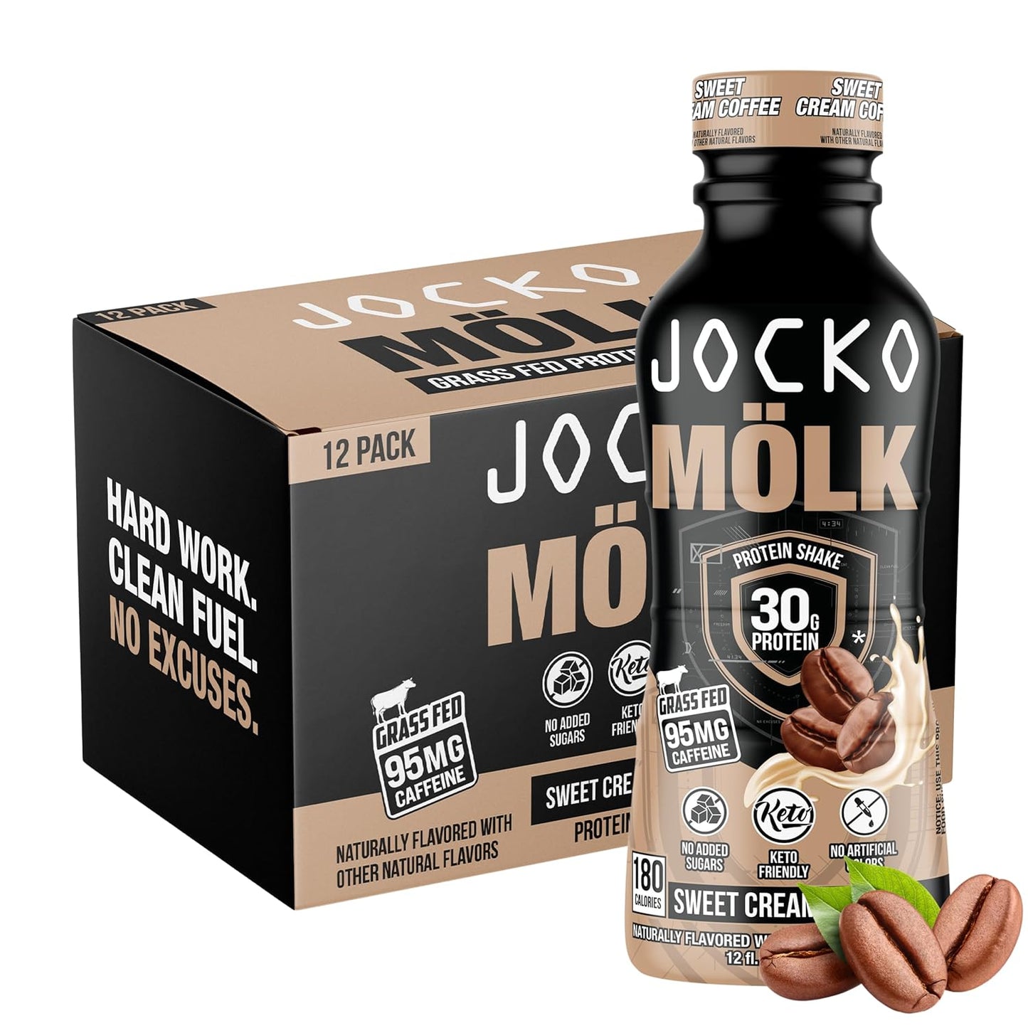 Bundle of 24 Jocko Fuel Mölk RTD Protein Shakes - Chocolate & Sweet Cream Coffee Flavor