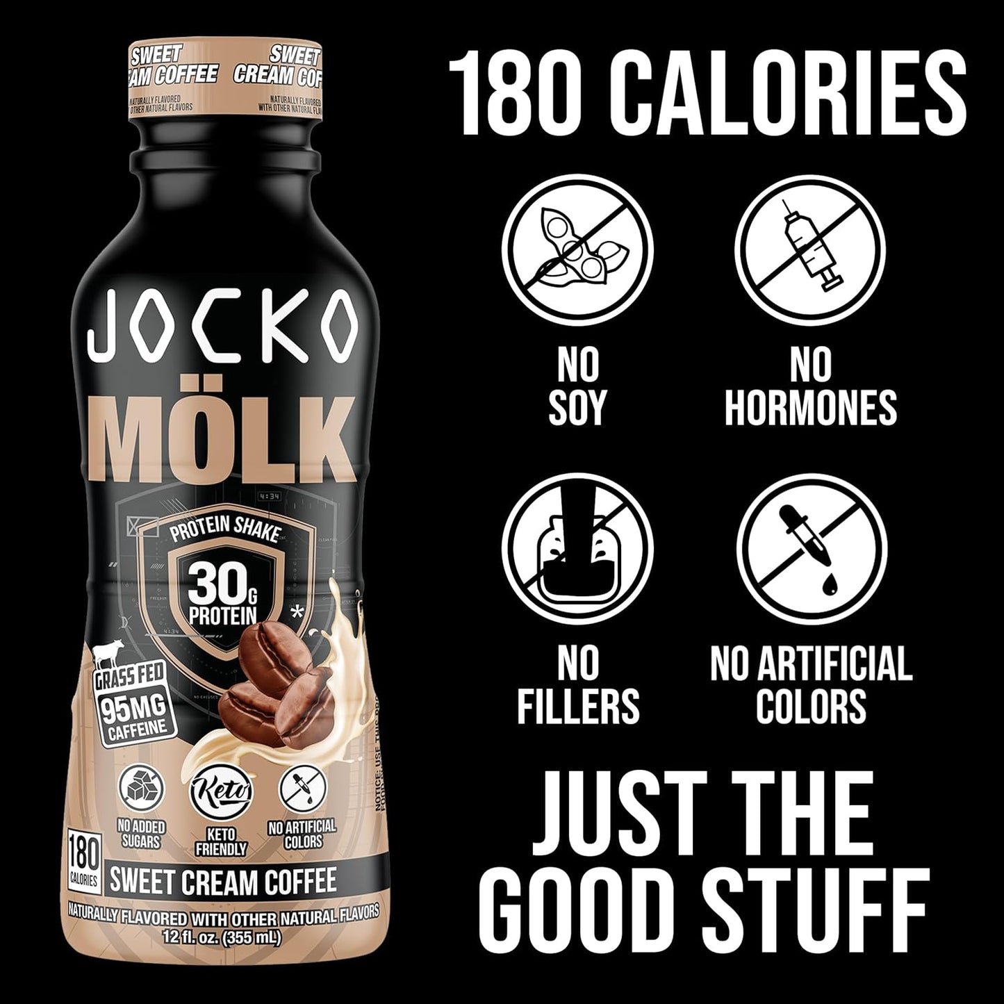 Bundle of 24 Jocko Fuel Mölk RTD Protein Shakes - Chocolate & Sweet Cream Coffee Flavor