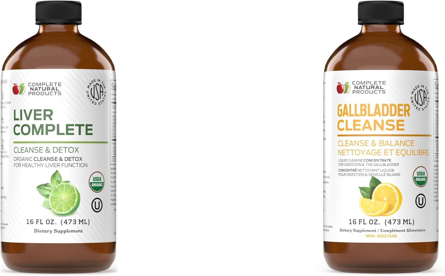 Bundle of Complete Natural Products Liver Complete 16oz and Gallbladder Complete 16oz for Liver and Gallbladder Health