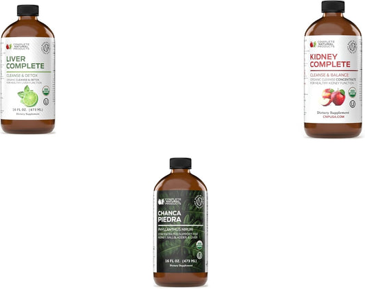 Bundle of Complete Natural Products Liver, Kidney, and Chanca Piedra 16oz - Natural Liver and Kidney Support
