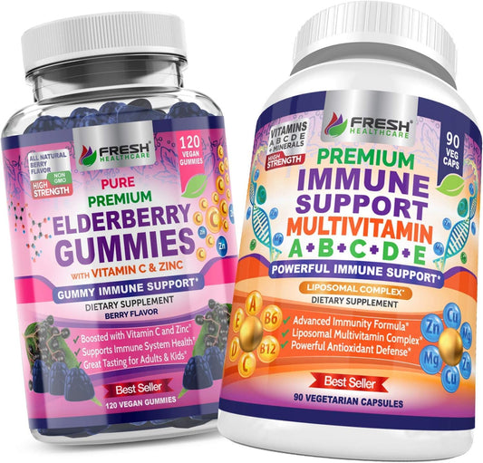 Bundle of Elderberry Gummies and Immune-Boosting Multivitamin by FRESH HEALTHCARE