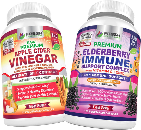 Bundle of Fresh Healthcare Apple Cider Vinegar and Elderberry for Immune Support