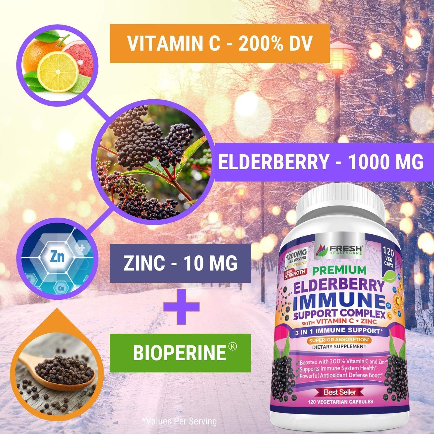 Bundle of FRESH HEALTHCARE Black Seed Oil and Elderberry for Immune Support