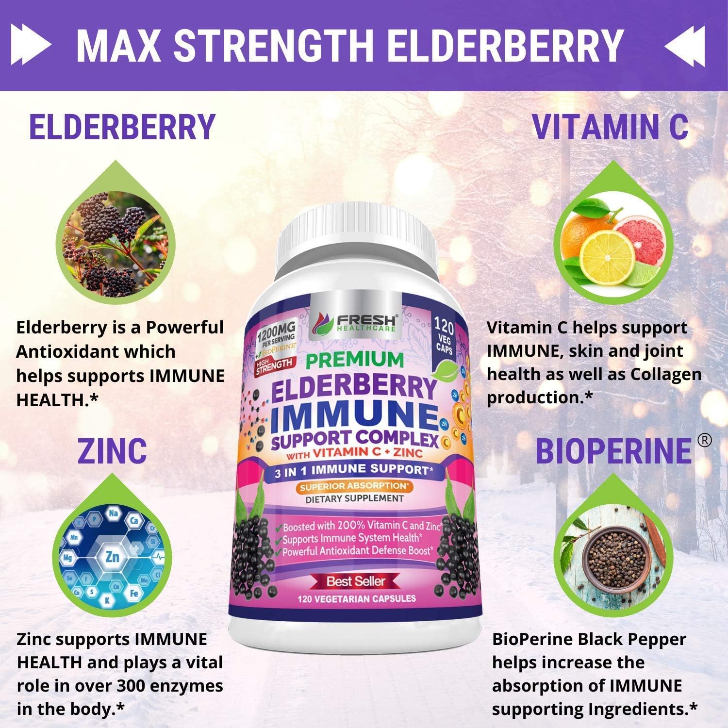 Bundle of FRESH HEALTHCARE Black Seed Oil and Elderberry for Immune Support