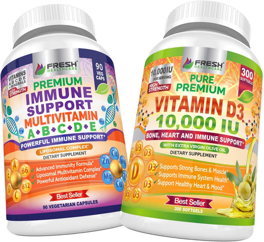 Bundle of FRESH HEALTHCARE Immune Multivitamin and Vitamin D3 for Immune Support