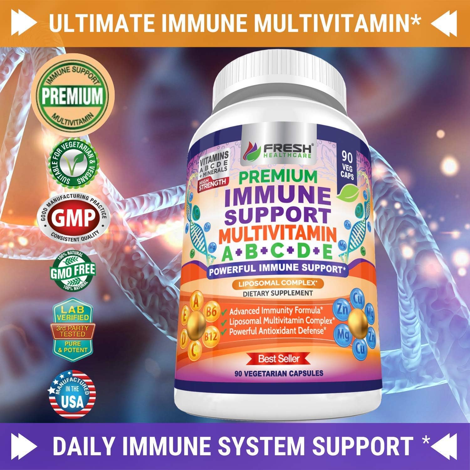 Bundle of FRESH HEALTHCARE Immune Multivitamin and Natural Vitamin C for Immune Support