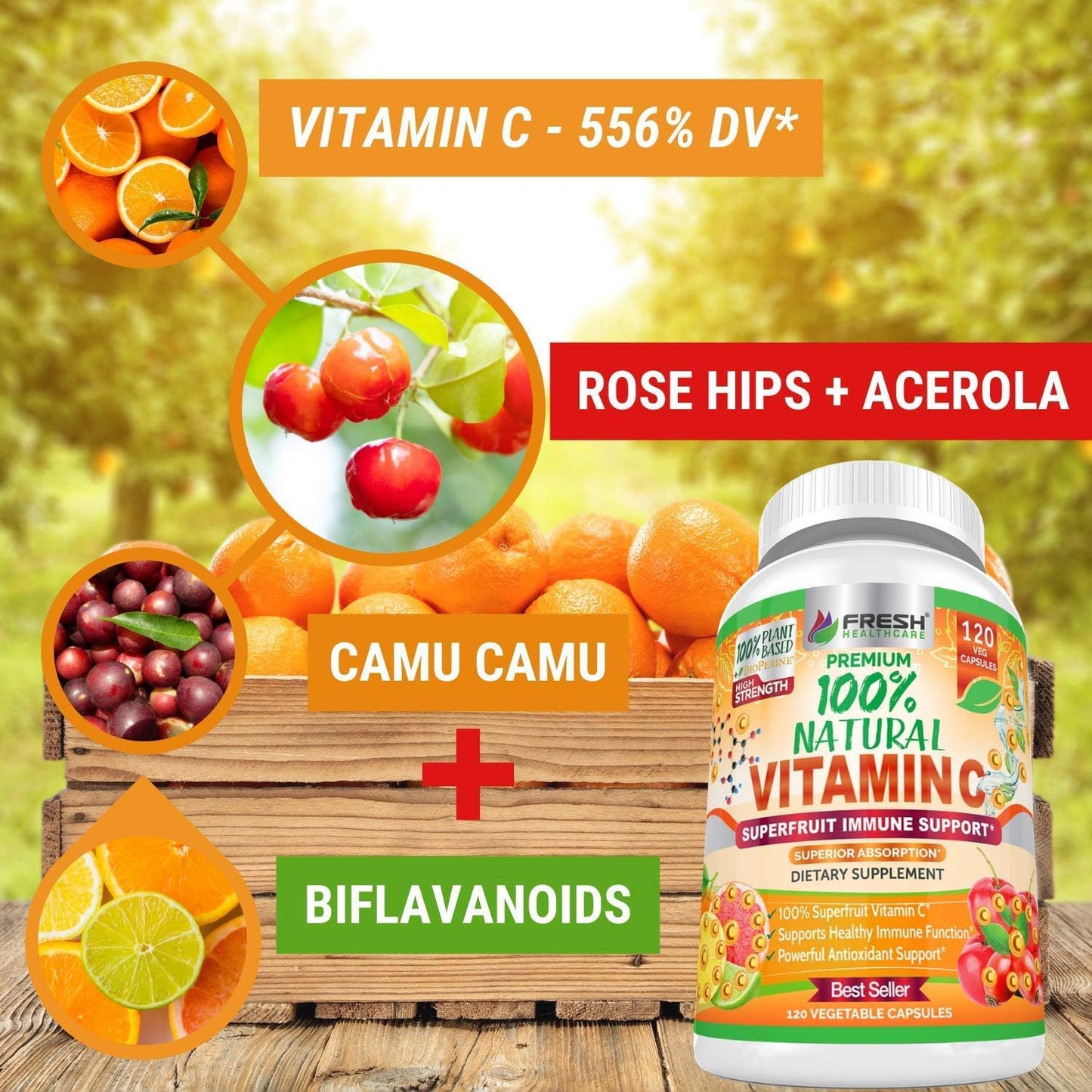 Bundle of FRESH HEALTHCARE Immune Multivitamin and Natural Vitamin C for Immune Support