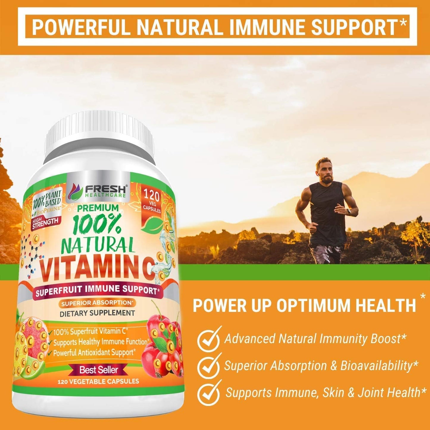 Bundle of FRESH HEALTHCARE Immune Multivitamin and Natural Vitamin C for Immune Support