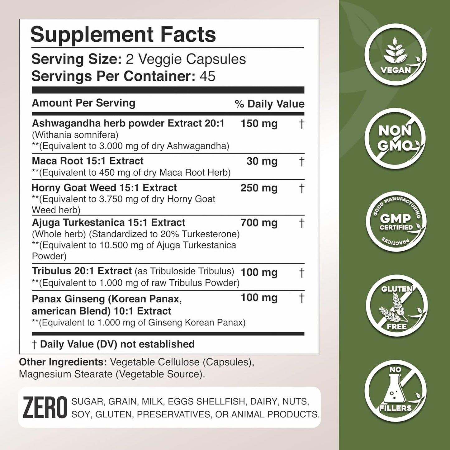 Bundle of Gade Nutrition Ashwagandha with Maca Root, Horny Goat Weed, Turkesterone, Tribulus Terrestris, Oanax Ginseng + Nitric Oxide Booster for Energy, Vitality, Performance, and Pump Support