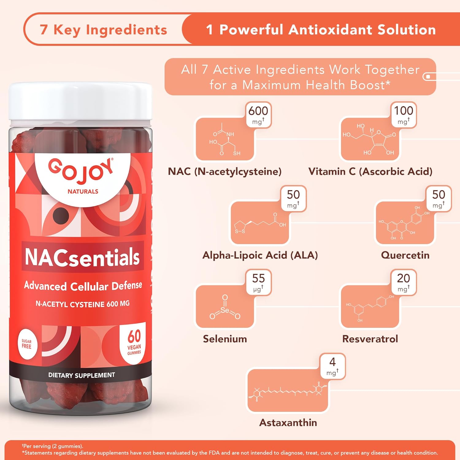 Bundle of GOJOY Naturals NAC 600mg Gummies with Choline & DHA - Daily Wellness Support