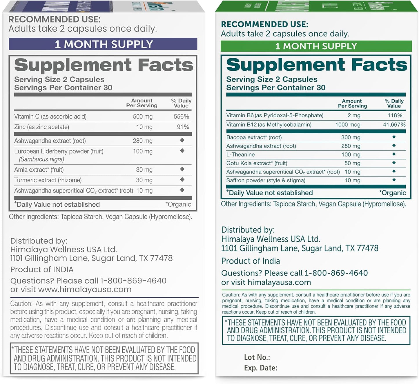 Bundle of Himalaya Ashwagandha +Immune Capsules with Vitamin C for Immune Support and Alert Mind for Energy & Focus, 60 Count