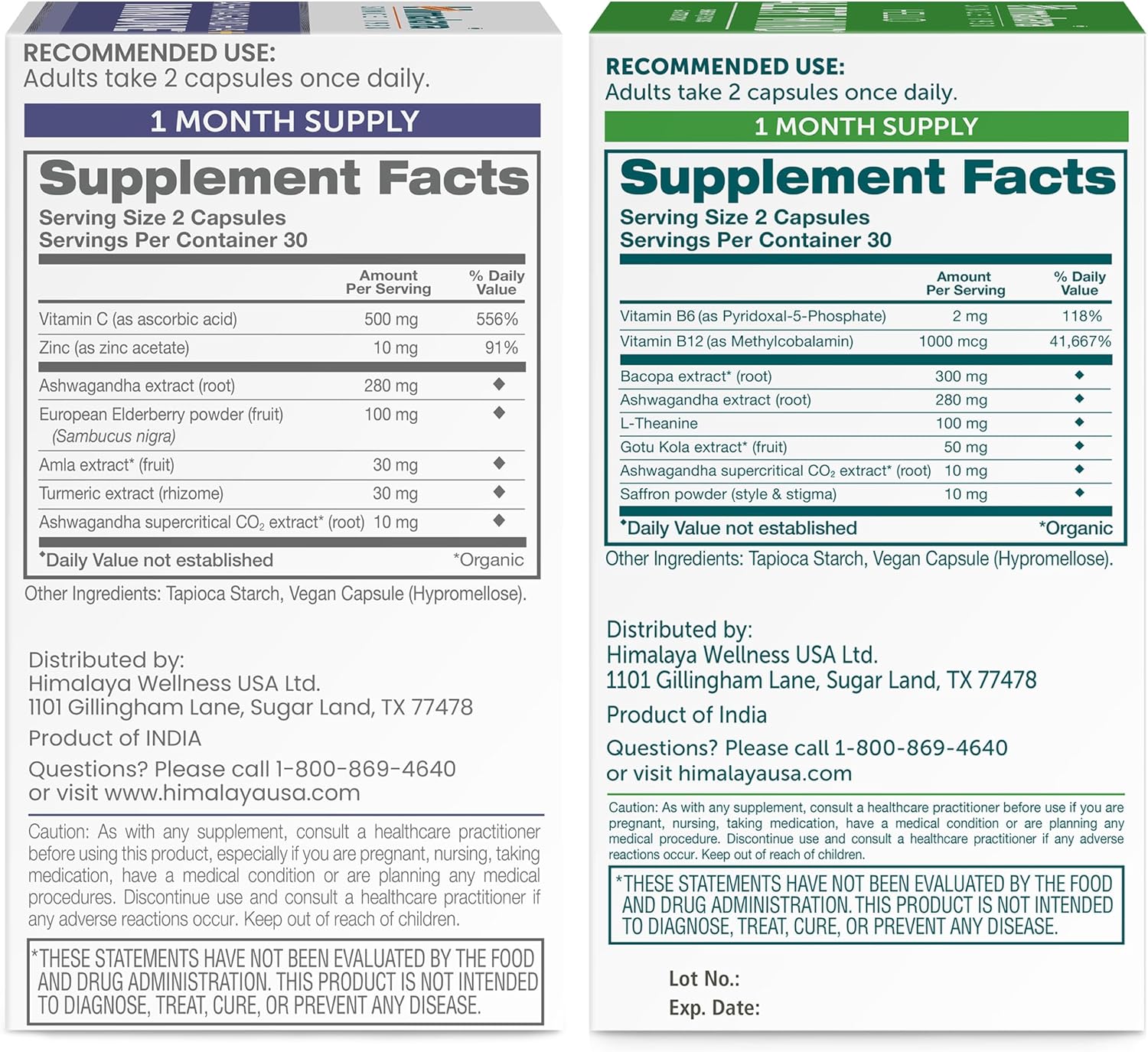 Bundle of Himalaya Ashwagandha +Immune Capsules with Vitamin C for Immune Support and Alert Mind for Energy & Focus, 60 Count