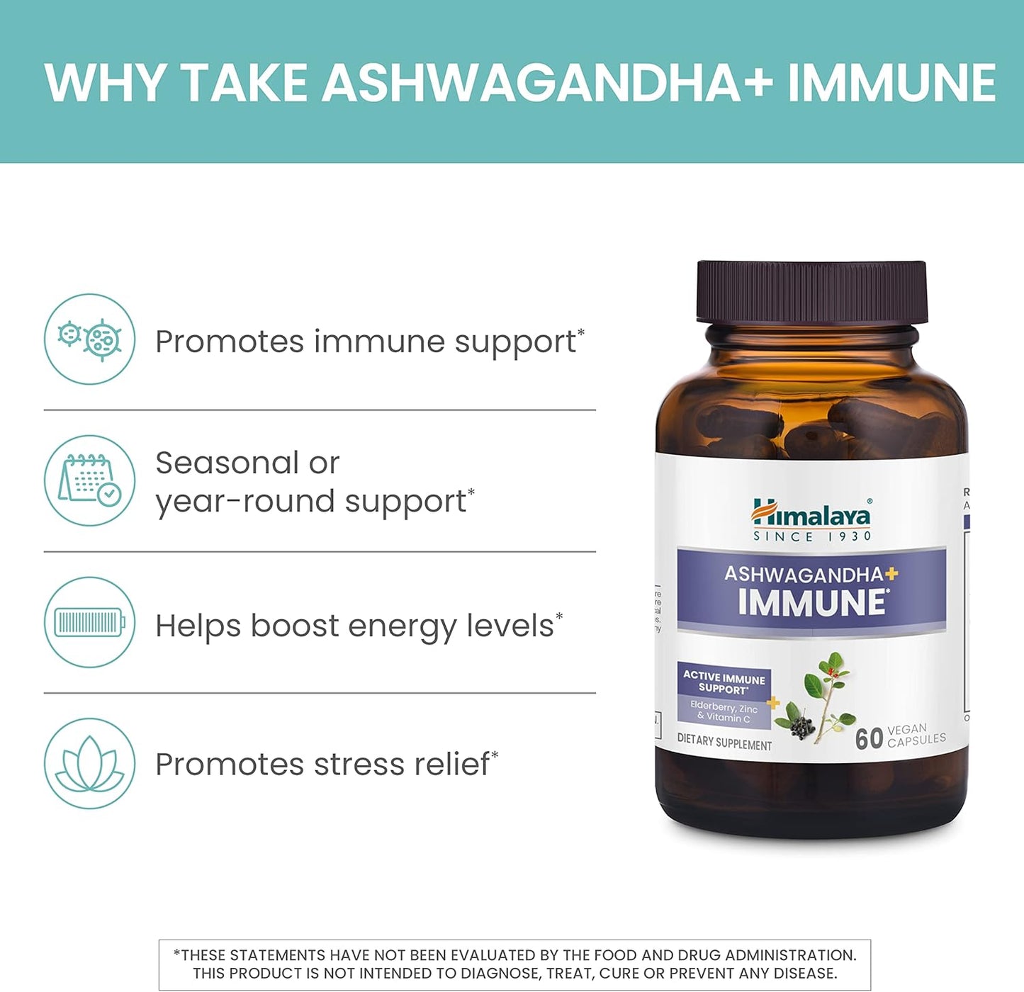 Bundle of Himalaya Ashwagandha +Immune Capsules with Vitamin C for Immune Support and Alert Mind for Energy & Focus, 60 Count