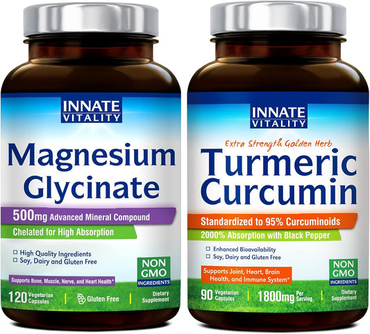 Bundle of Innate Vitality Magnesium Glycinate and Turmeric Curcumin Supplements