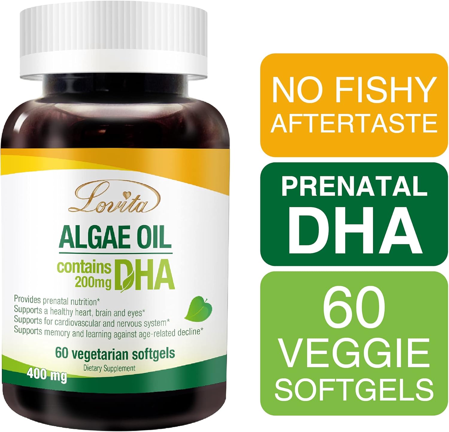 Bundle of Lovita Flaxseed Oil & Algae DHA Oil for Improved Nutrition & Well-Being - Dietary Supplement