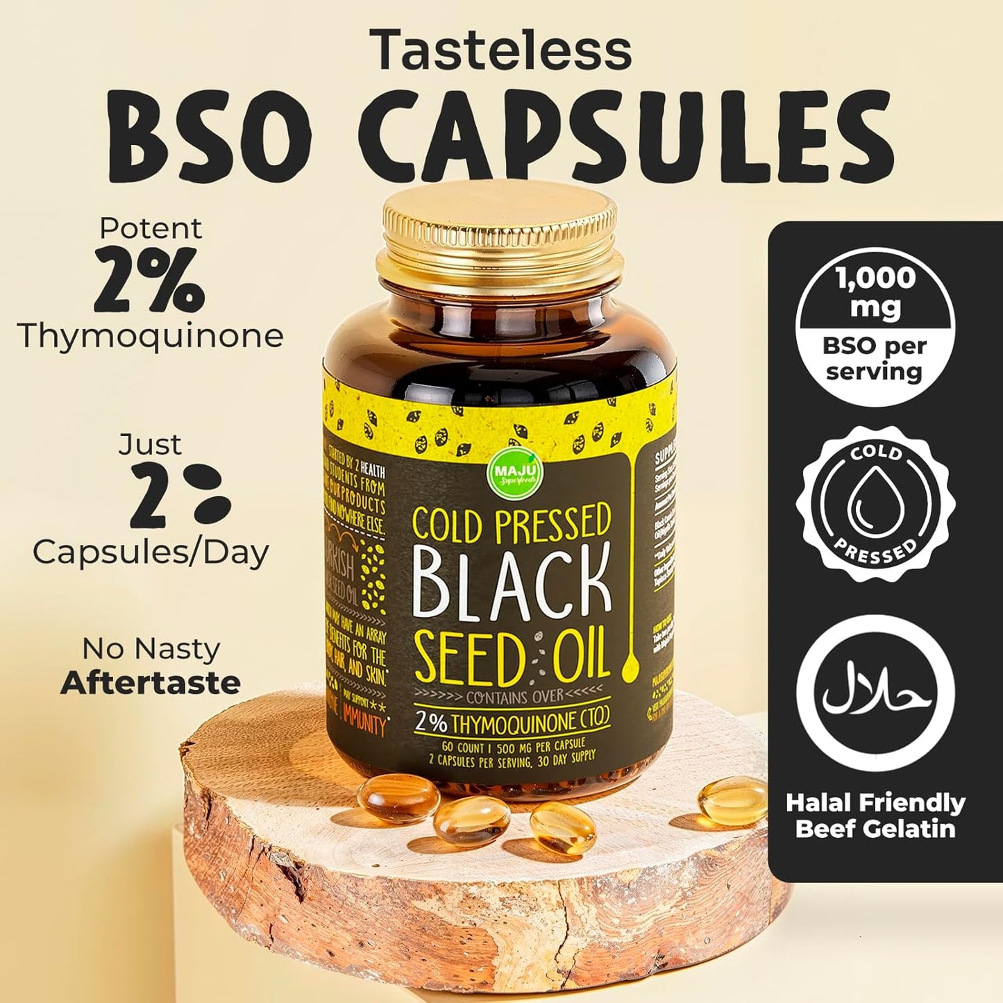 Bundle of Maju Superfoods Sea Moss and Black Seed Oil Capsules - 4-in-1 Immune Support Formula