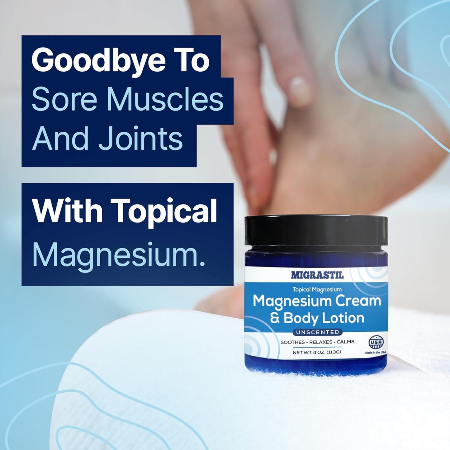 Bundle of MIGRASTIL Topical Magnesium Cream and Lavender Cream for Pain Relief