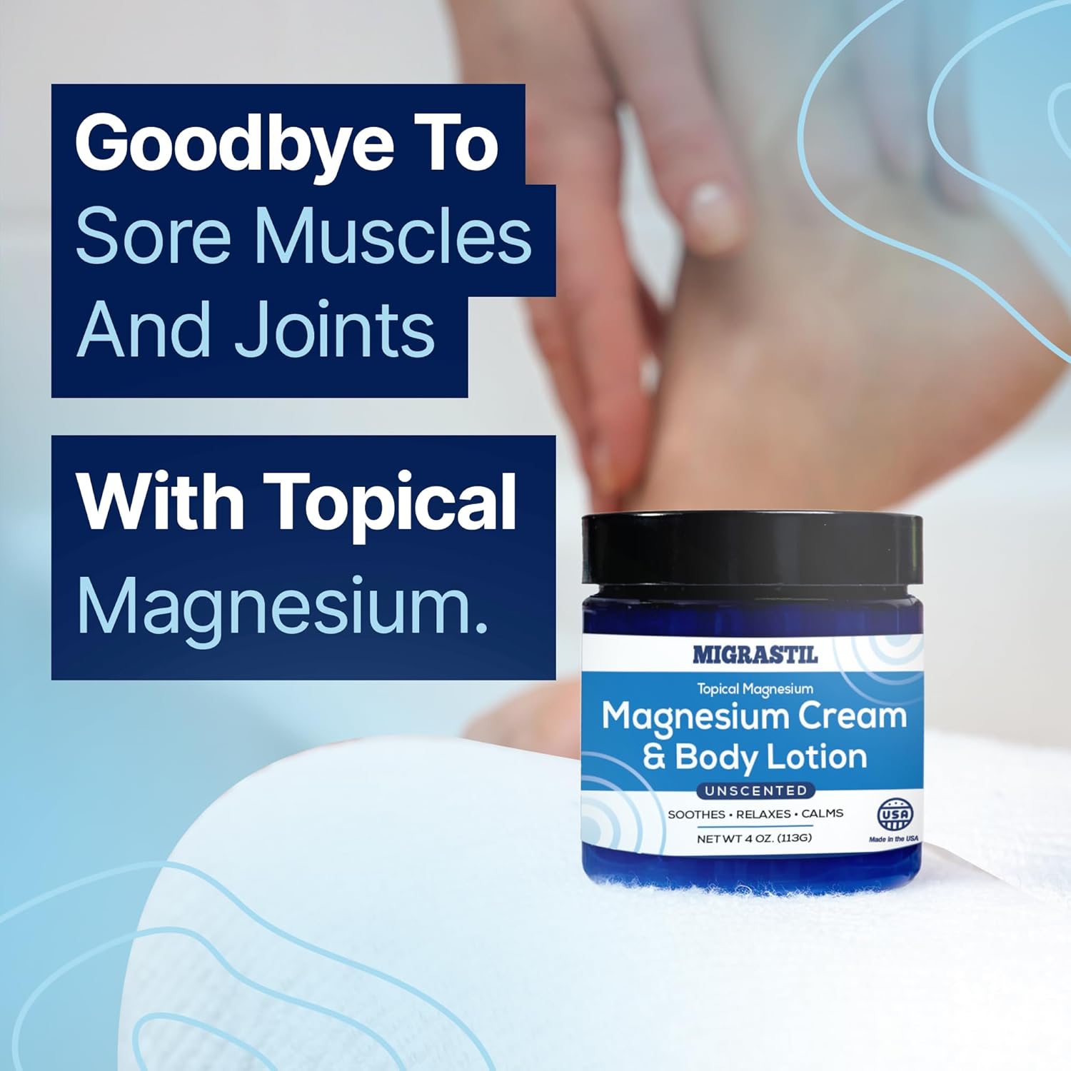 Bundle of MIGRASTIL Topical Magnesium Cream and Lavender Cream for Pain Relief