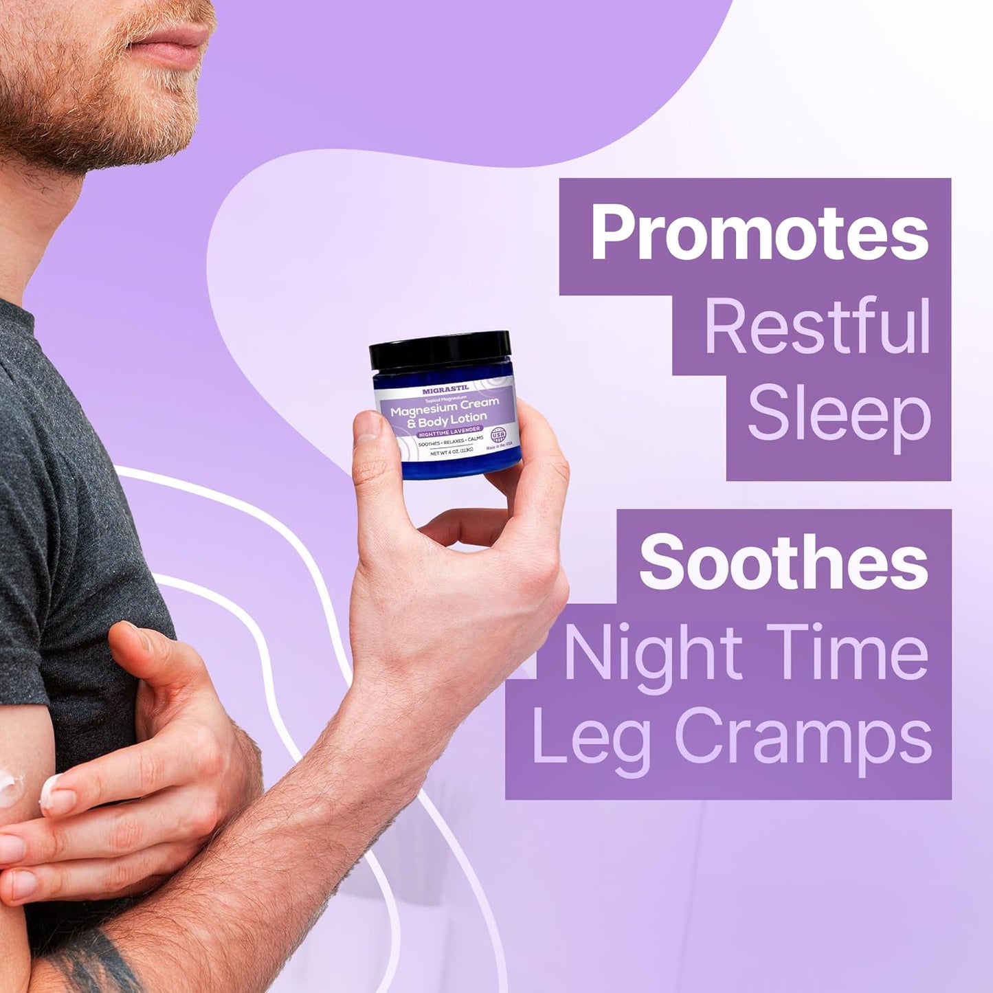 Bundle of MIGRASTIL Topical Magnesium Cream and Lavender Cream for Pain Relief