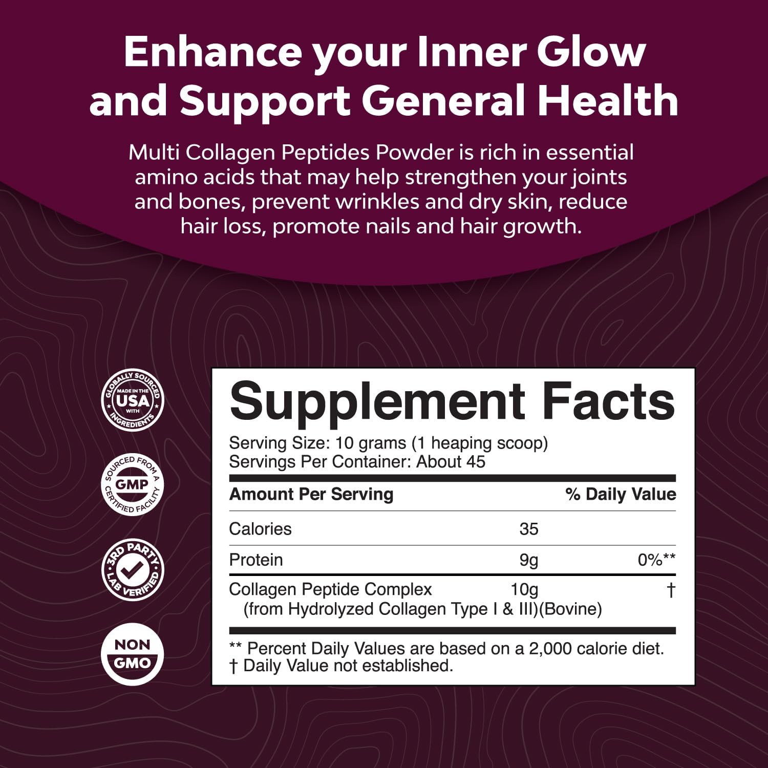 Bundle of Multi Collagen Protein Powder & Vitamin C Gummies - Hair, Skin, Nails, Immune Support, Cold Remedy for Adults