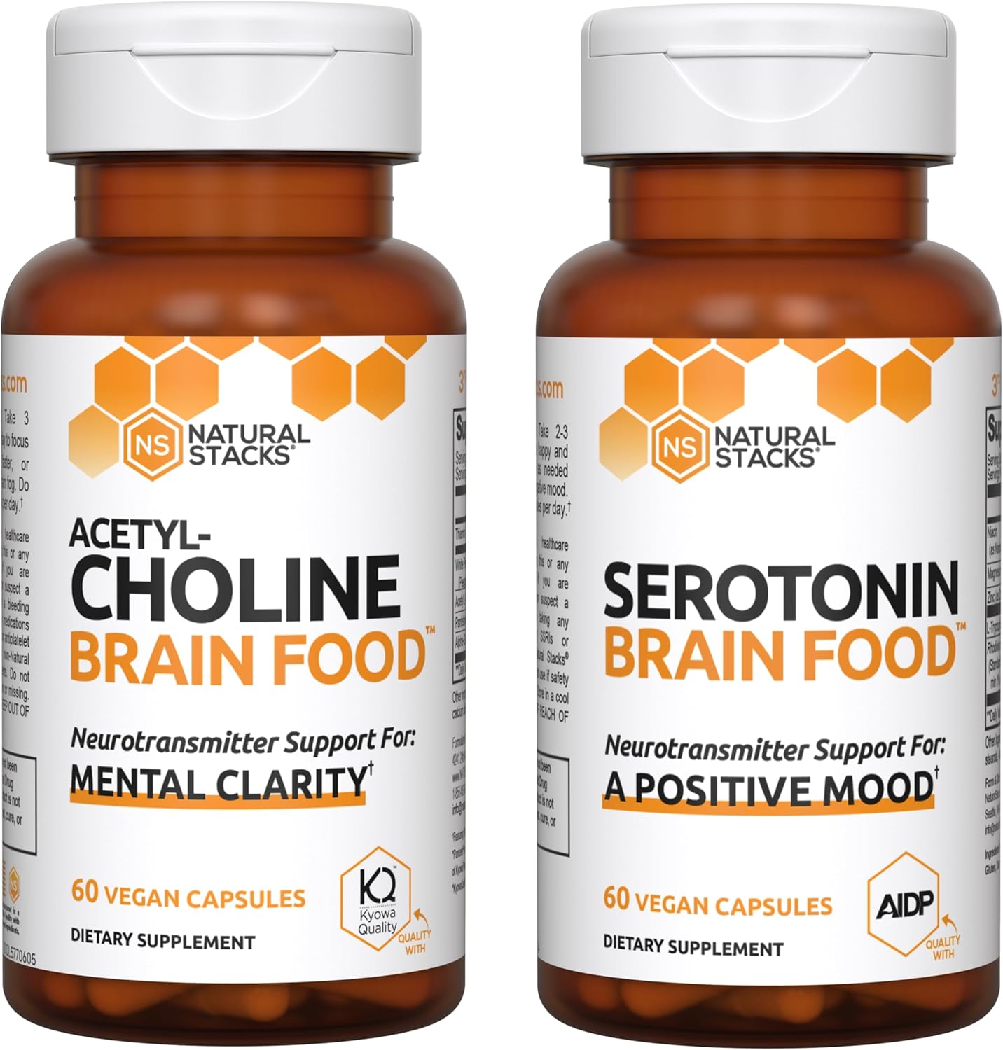 Bundle of Natural Stacks Acetylcholine and Serotonin Brain Food Capsules for Positivity and Clarity - 120 Capsules