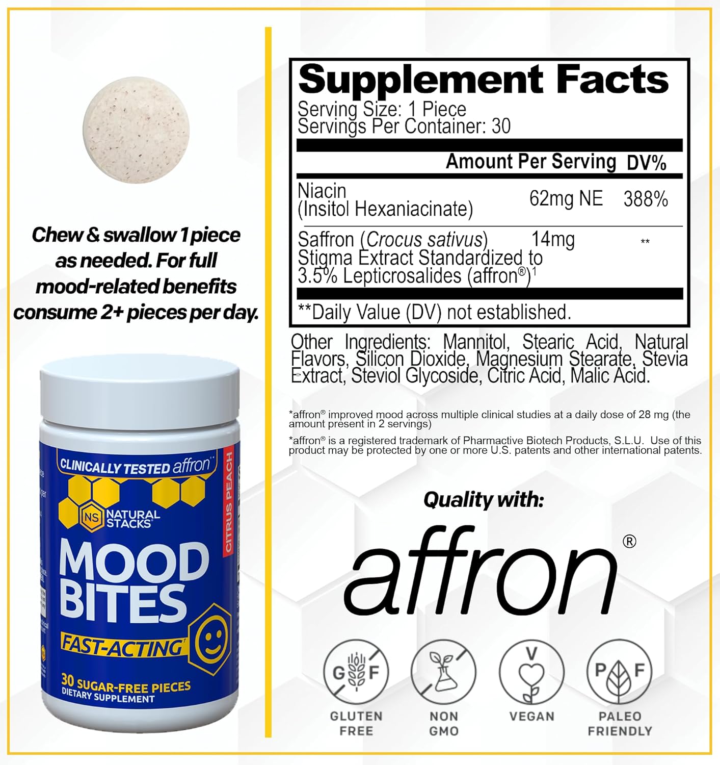 Bundle of Natural Stacks Mood Bites and Serotonin Brain Food for Positive Mood & Stress Relief - 90 Pieces