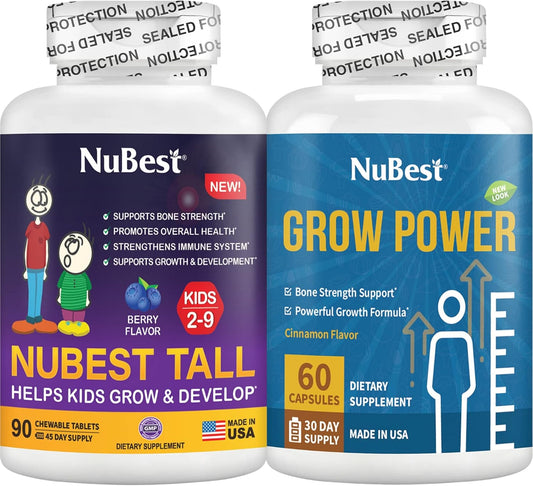 Bundle of NuBest Grow Power: Boost Height Growth & Overall Health for Children - 10 Tall Kids Support Healthy Growth, Immunity, & Bone Strength