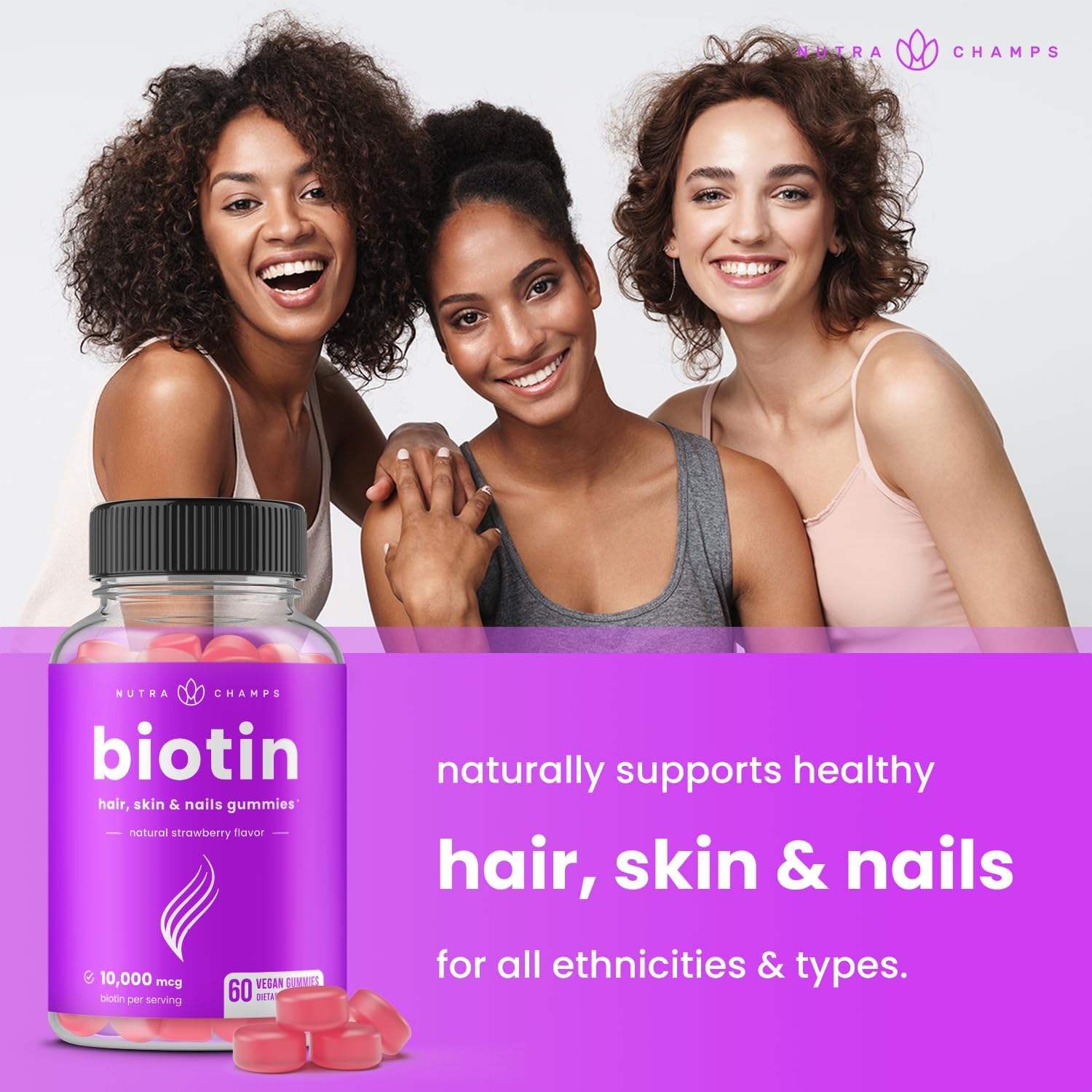 Bundle of NutraChamps Biotin Gummies and Vitamin C Capsules (4 Pack)