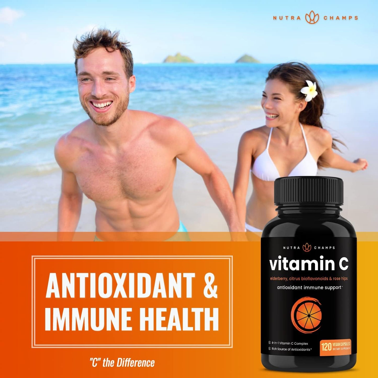 Bundle of NutraChamps Biotin Gummies and Vitamin C Capsules (4 Pack)