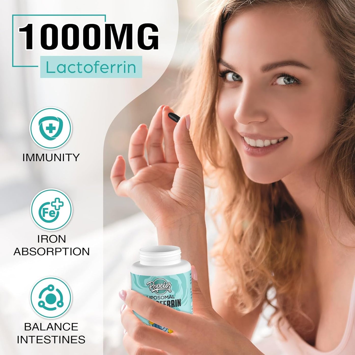 Bundle of Pepeior Liposomal Bovine Lactoferrin 1000mg and Lumbrokinase 200mg for Enhanced Health Benefits