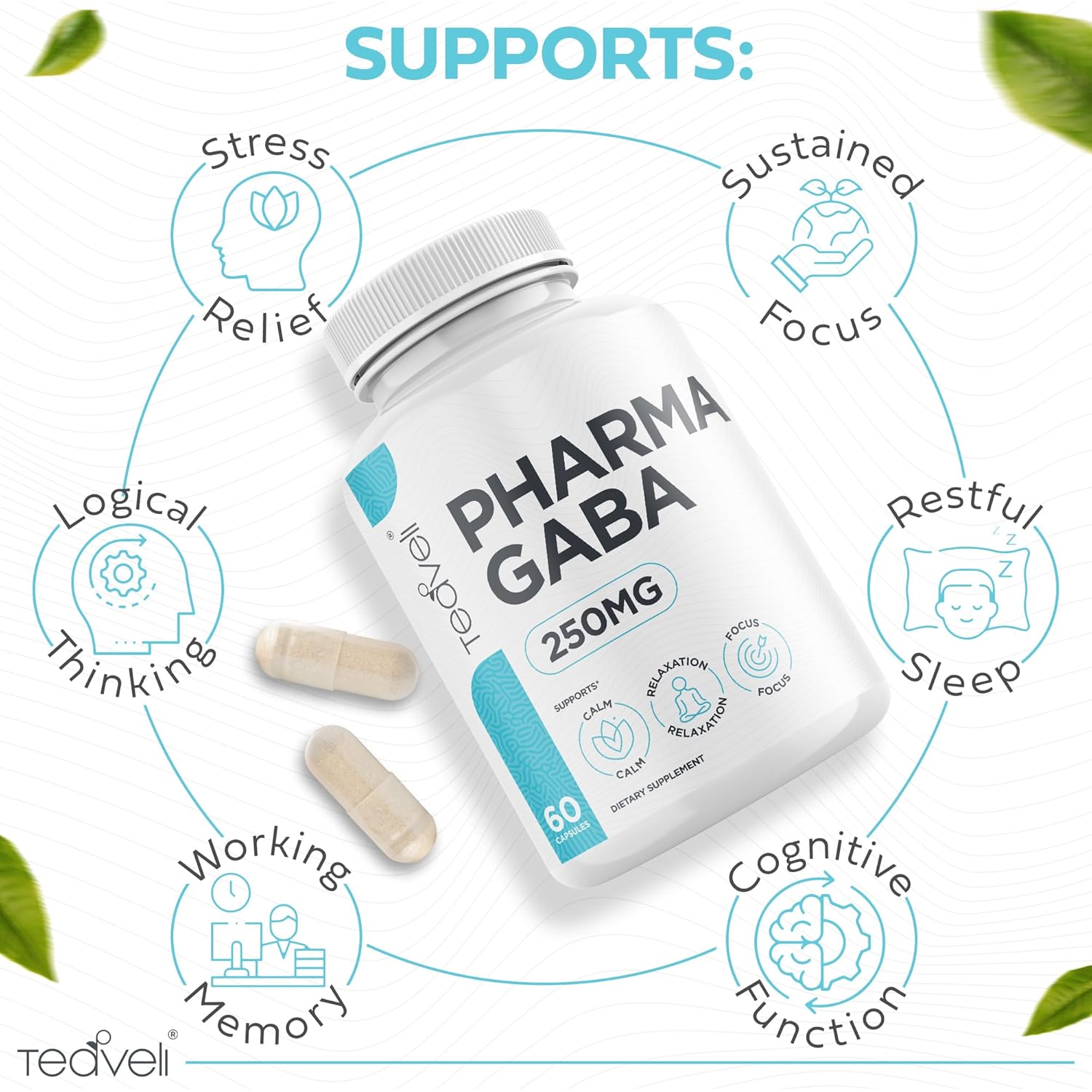 Bundle of Teaveli Golden Milk Powder and Pharma GABA Capsules - Boost Wellness and Relaxation with This Powerful Combination!