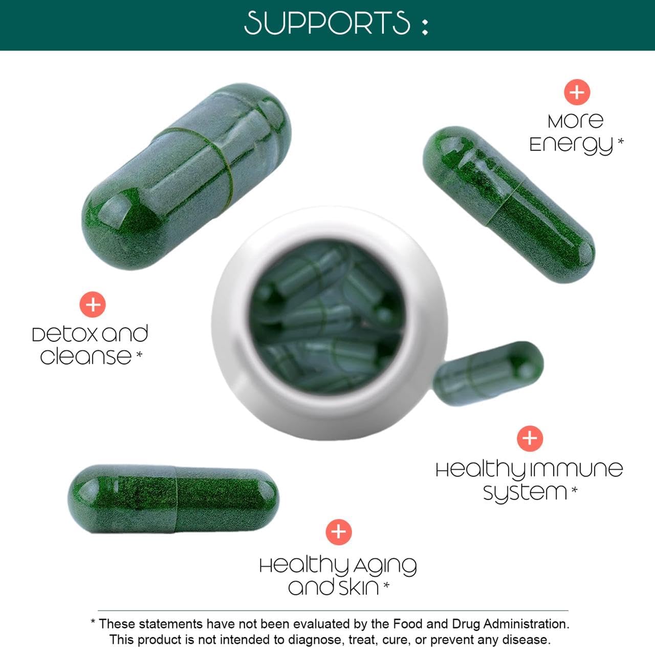 Bundle of Teaveli Spirulina Chlorella Capsules with Barley Grass Juice Powder