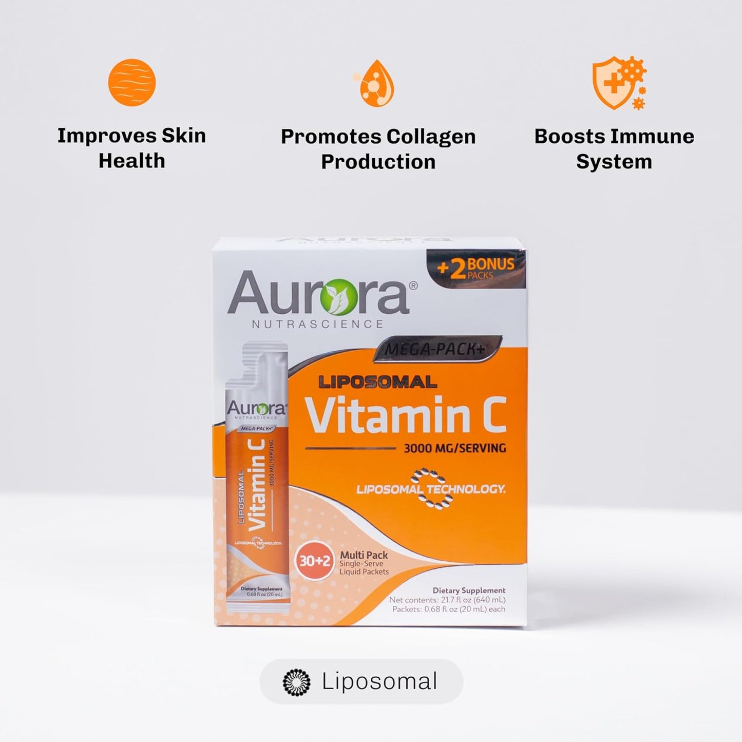 Bundle of Vida Lifescience Aurora Nutrascience Mega-Liposomal R-ALA, CoQ10, L-Carnitine Complex, and Vitamin C, 3,000 mg
