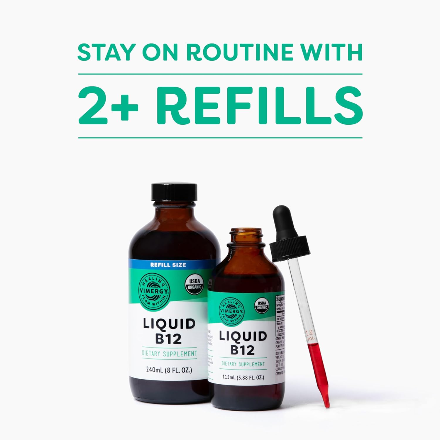 Bundle of Vimergy Liquid B12 (115 mL) and Refill (240 mL)