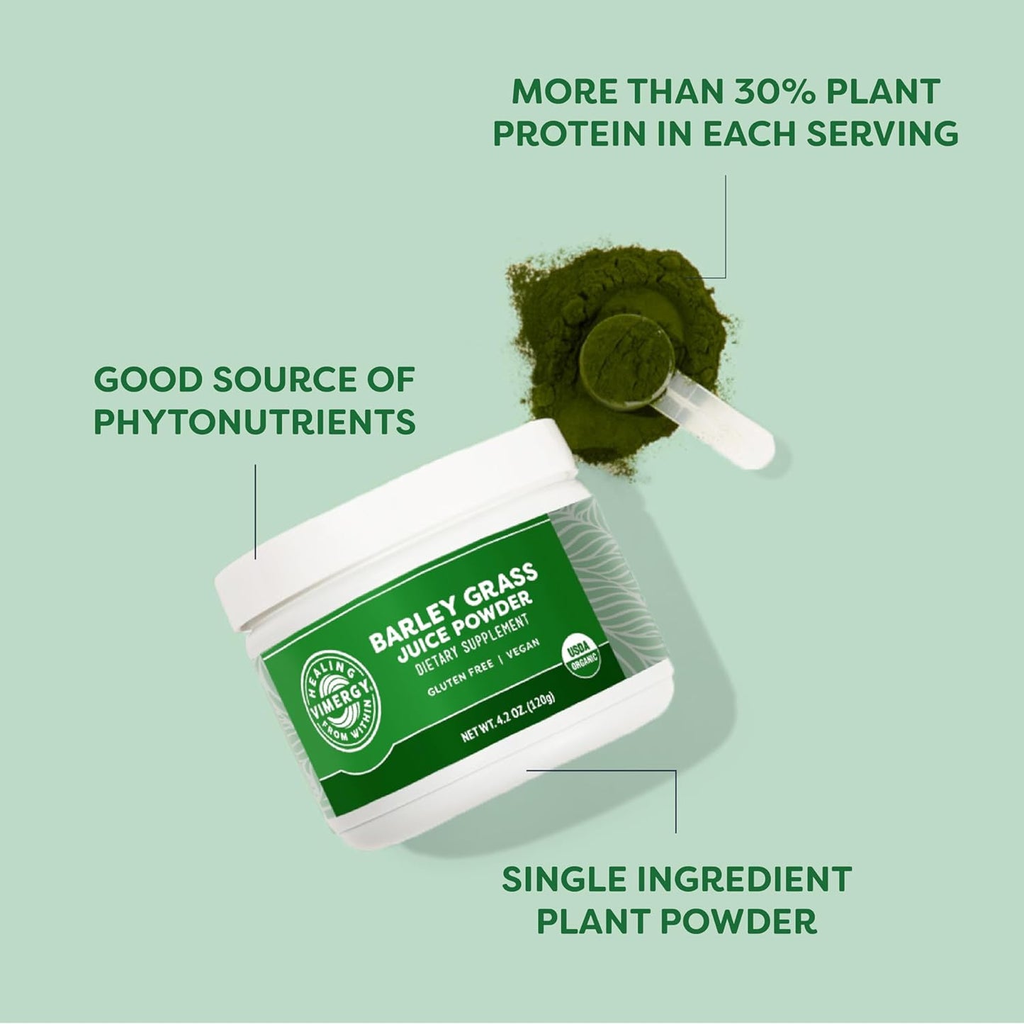 Bundle of Vimergy USDA Organic Barley Grass Juice Powder - 250g and 125g Sizes