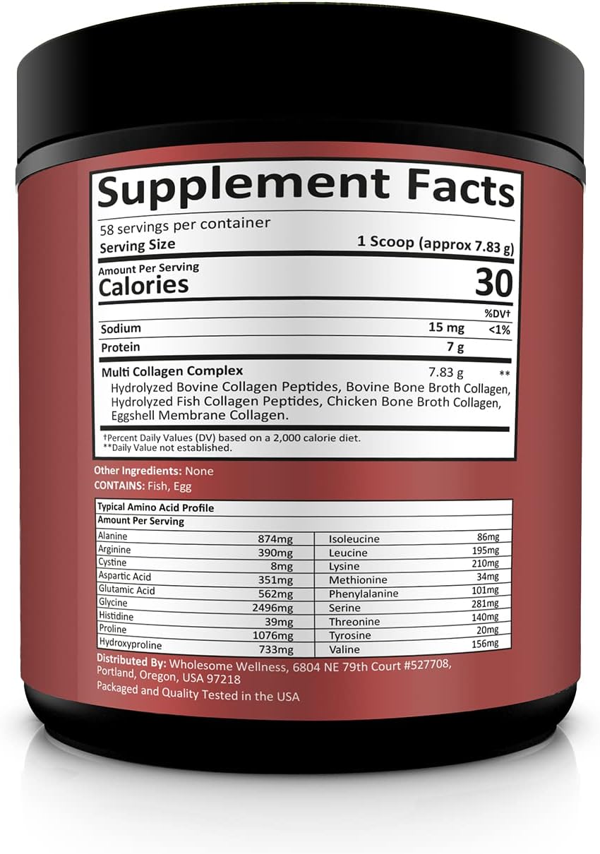 Bundle of Wholesome Wellness Multi Collagen Protein Powder and Super-Absorb Multi Collagen Pills - Type I, II, III, V, X
