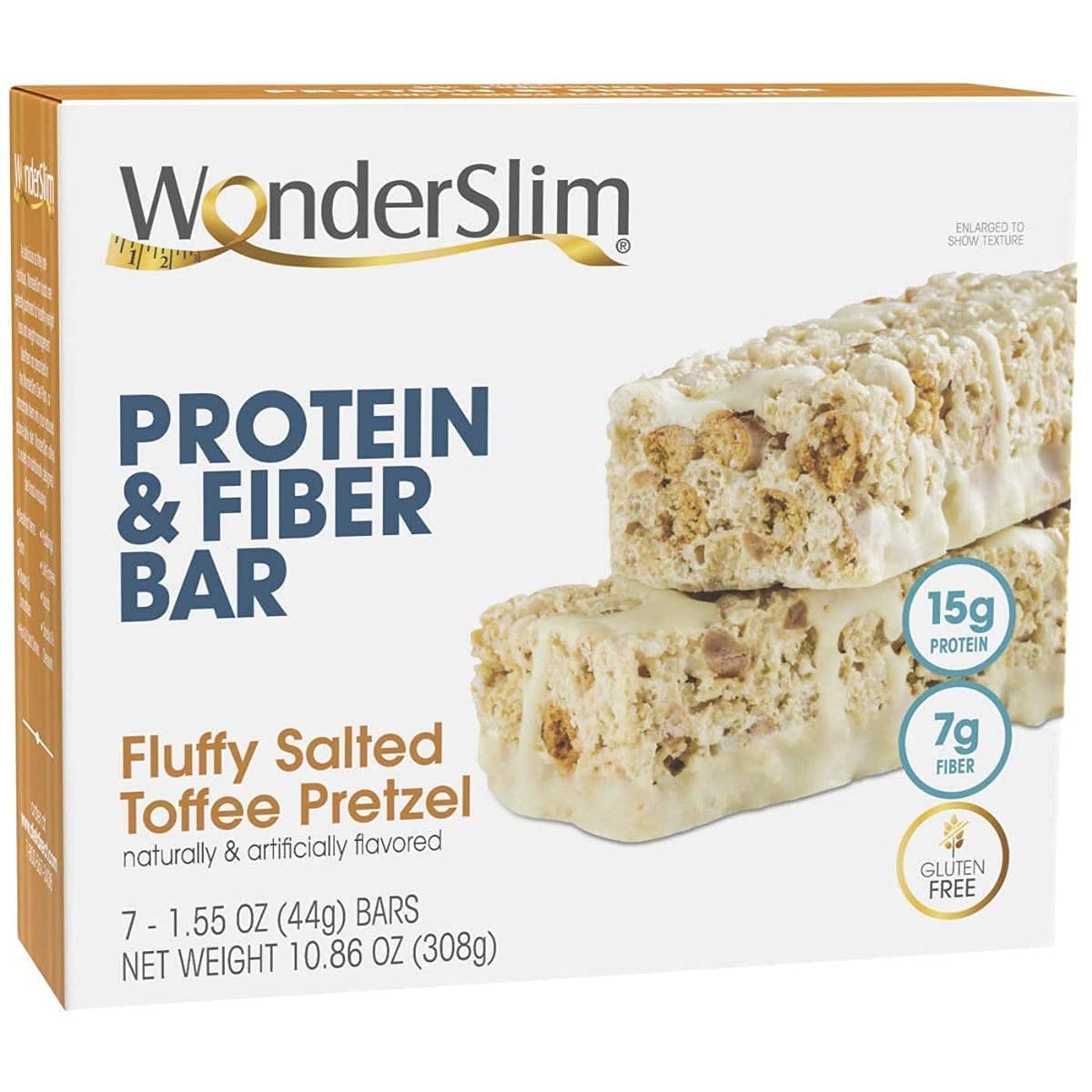 Bundle of WonderSlim Protein and Fiber Bars: Fluffy Salted Toffee Pretzel & Fluffy Nutter - Delicious and Nutritious Snack Bars for Slimming Formula